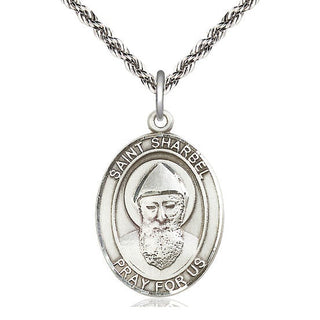 Sterling Silver Saint Sharbel Medal Catholic Jewelry Engraved Catholic Saint Jewelry