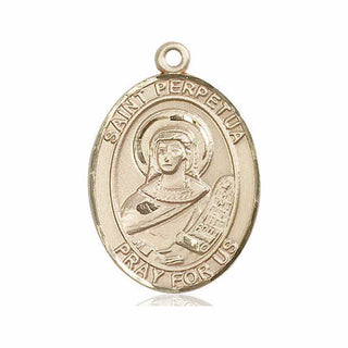 14kt Gold Filled Saint Perpetua Medal Engraved Catholic Saint Jewelry