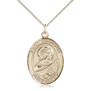 14kt Gold Saint Perpetua Medal Engraved Catholic Saint Jewelry