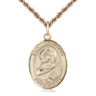 14kt Gold Saint Perpetua Medal Engraved Catholic Saint Jewelry