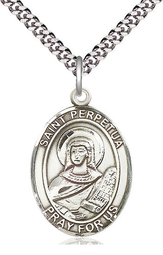 Pewter Saint Perpetua Medal Catholic Jewelry Engraved Catholic Saint Jewelry