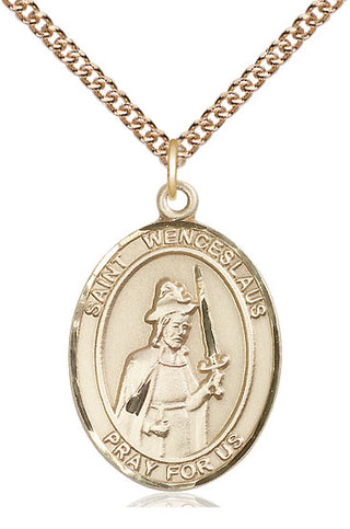 14kt Gold Filled Saint Wenceslaus Medal Catholic Jewelry Engraved Catholic Saint Jewelry