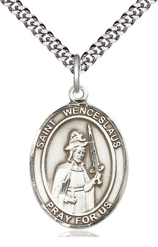 Sterling Silver Saint Wenceslaus Medal Catholic Jewelry Engraved Catholic Saint Jewelry