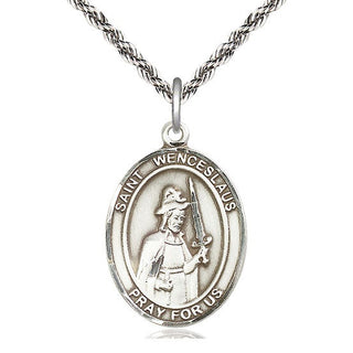 Sterling Silver Saint Wenceslaus Medal Catholic Jewelry Engraved Catholic Saint Jewelry