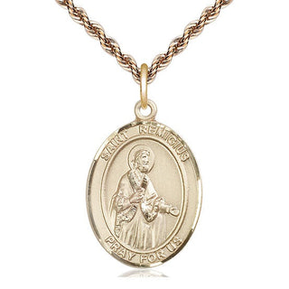 14kt Gold Filled Saint Remigius of Reims Medal Catholic Jewelry Engraved Catholic Saint Jewelry