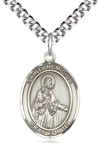 Pewter Saint Remigius of Reims Medal Catholic Jewelry Engraved Catholic Saint Jewelry