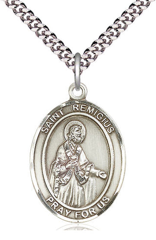 Sterling Silver Saint Remigius of Reims Medal Catholic Jewelry Engraved Catholic Saint Jewelry