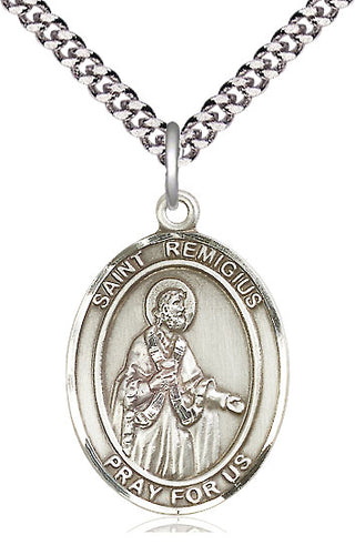 Sterling Silver Saint Remigius of Reims Medal Catholic Jewelry Engraved Catholic Saint Jewelry