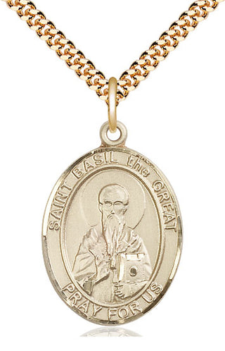 14kt Gold Filled Saint Basil the Great Medal Catholic Jewelry Engraved Catholic Saint Jewelry