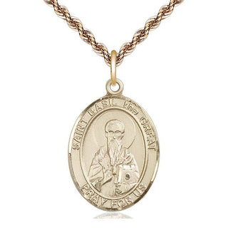 14kt Gold Filled Saint Basil the Great Medal Catholic Jewelry Engraved Catholic Saint Jewelry