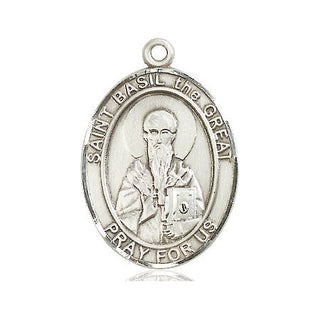 Pewter Saint Basil the Great Medal Engraved Catholic Saint Jewelry