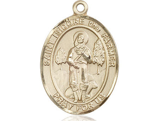 14kt Gold Filled Saint Isidore the Farmer Medal Engraved Catholic Saint Jewelry