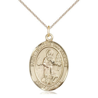 14kt Gold Filled Saint Isidore the Farmer Medal Catholic Jewelry Engraved Catholic Saint Jewelry