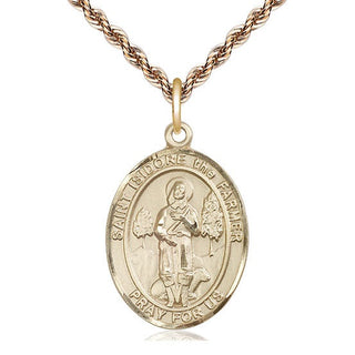 14kt Gold Filled Saint Isidore the Farmer Medal Catholic Jewelry Engraved Catholic Saint Jewelry