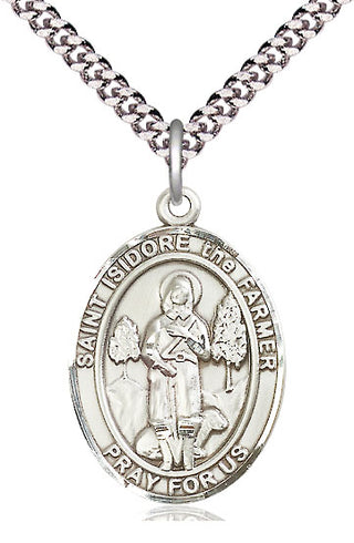 Sterling Silver Saint Isidore the Farmer Medal Catholic Jewelry Engraved Catholic Saint Jewelry
