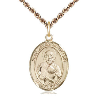 14kt Gold Saint James the Lesser Medal Engraved Catholic Saint Jewelry