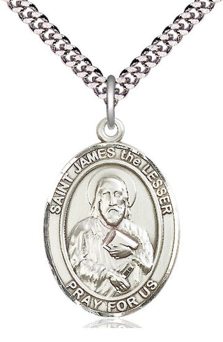 Pewter Saint James the Lesser Medal Catholic Jewelry Engraved Catholic Saint Jewelry