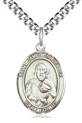 Pewter Saint James the Lesser Medal Catholic Jewelry Engraved Catholic Saint Jewelry