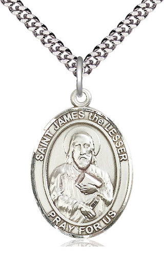 Pewter Saint James the Lesser Medal Catholic Jewelry Engraved Catholic Saint Jewelry