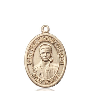 14kt Gold Blessed Pier Giorgio Frassati Medal Engraved Catholic Saint Jewelry