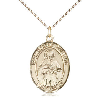 14kt Gold Saint Gabriel Possenti Medal Engraved Catholic Saint Jewelry