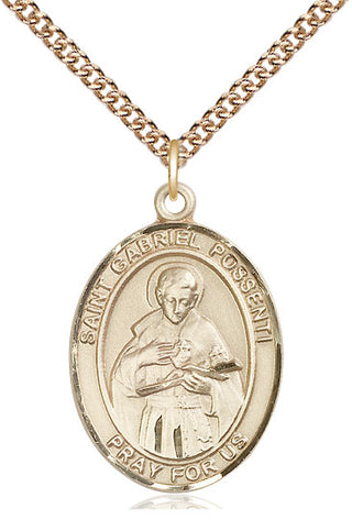 14kt Gold Saint Gabriel Possenti Medal Engraved Catholic Saint Jewelry