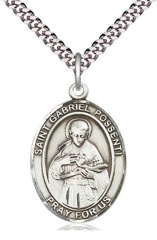 Sterling Silver Saint Gabriel Possenti Medal Catholic Jewelry Engraved Catholic Saint Jewelry
