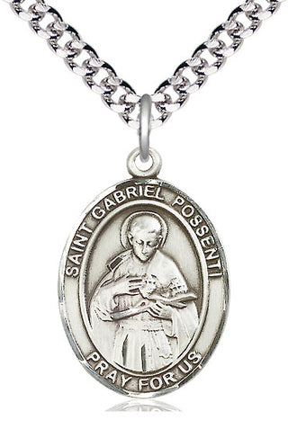 Sterling Silver Saint Gabriel Possenti Medal Catholic Jewelry Engraved Catholic Saint Jewelry