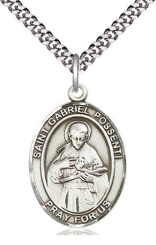 Sterling Silver Saint Gabriel Possenti Medal Catholic Jewelry Engraved Catholic Saint Jewelry