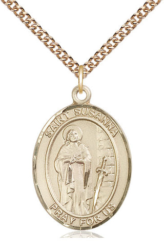 14kt Gold Filled Saint Susanna Medal Catholic Jewelry Engraved Catholic Saint Jewelry