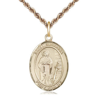 14kt Gold Filled Saint Susanna Medal Catholic Jewelry Engraved Catholic Saint Jewelry