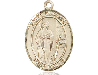 14kt Gold Saint Susanna Medal Engraved Catholic Saint Jewelry