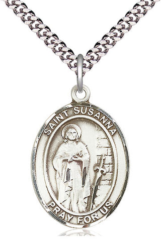 Sterling Silver Saint Susanna Medal Catholic Jewelry Engraved Catholic Saint Jewelry