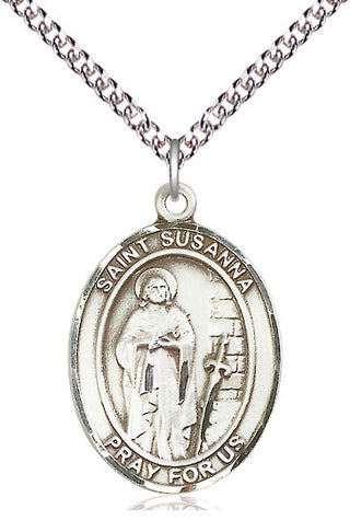 Sterling Silver Saint Susanna Medal Catholic Jewelry Engraved Catholic Saint Jewelry