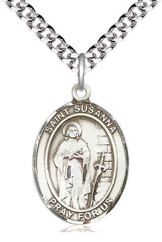 Sterling Silver Saint Susanna Medal Catholic Jewelry Engraved Catholic Saint Jewelry