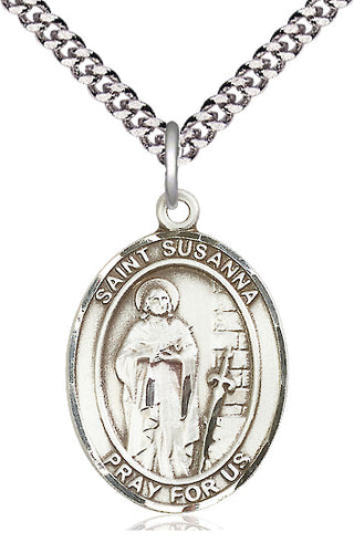 Sterling Silver Saint Susanna Medal Catholic Jewelry Engraved Catholic Saint Jewelry