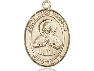 14kt Gold Filled Saint John Vianney Medal Engraved Catholic Saint Jewelry