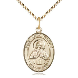 14kt Gold Filled Saint John Vianney Medal Catholic Jewelry Engraved Catholic Saint Jewelry