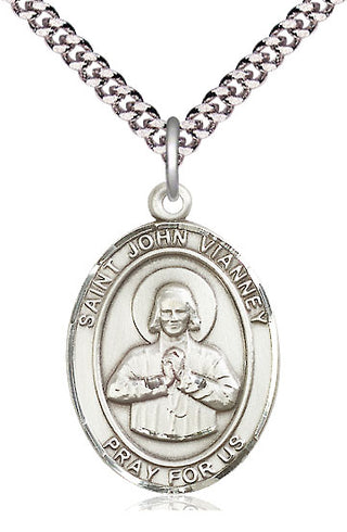 Sterling Silver Saint John Vianney Medal Catholic Jewelry Engraved Catholic Saint Jewelry