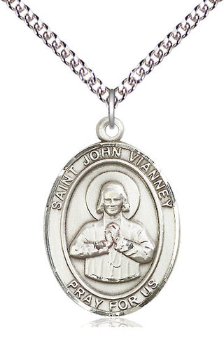 Sterling Silver Saint John Vianney Medal Catholic Jewelry Engraved Catholic Saint Jewelry
