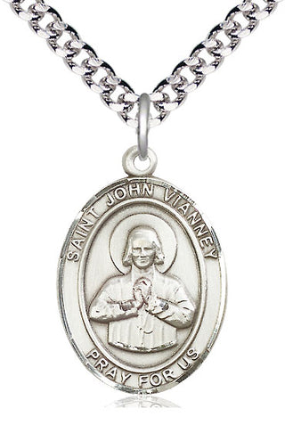 Sterling Silver Saint John Vianney Medal Catholic Jewelry Engraved Catholic Saint Jewelry
