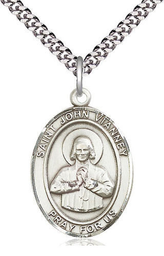 Sterling Silver Saint John Vianney Medal Catholic Jewelry Engraved Catholic Saint Jewelry