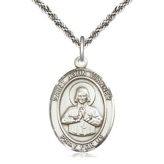 Sterling Silver Saint John Vianney Medal Catholic Jewelry Engraved Catholic Saint Jewelry
