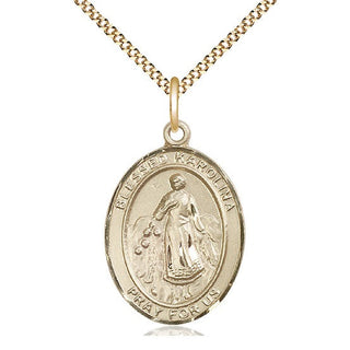 14kt Gold Filled Blessed Karolina Kozkowna Medal Catholic Jewelry Engraved Catholic Saint Jewelry
