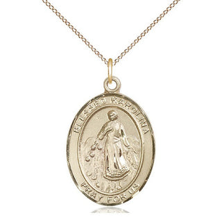14kt Gold Filled Blessed Karolina Kozkowna Medal Catholic Jewelry Engraved Catholic Saint Jewelry