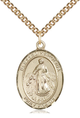 14kt Gold Filled Blessed Karolina Kozkowna Medal Catholic Jewelry Engraved Catholic Saint Jewelry