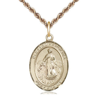 14kt Gold Filled Blessed Karolina Kozkowna Medal Catholic Jewelry Engraved Catholic Saint Jewelry