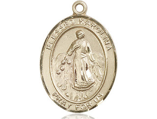 14kt Gold Blessed Karolina Kozkowna Medal Engraved Catholic Saint Jewelry
