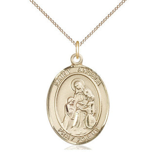 14kt Gold Filled Saint Angela Merici Medal Catholic Jewelry Engraved Catholic Saint Jewelry