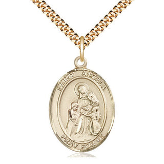 14kt Gold Filled Saint Angela Merici Medal Catholic Jewelry Engraved Catholic Saint Jewelry